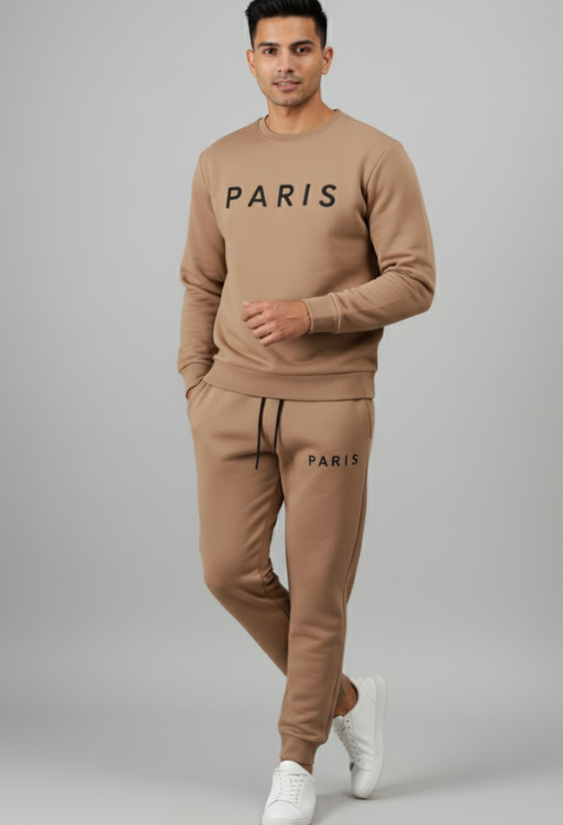 2 Pcs Men Dri Fit Printed Sweatshirt Track Suit