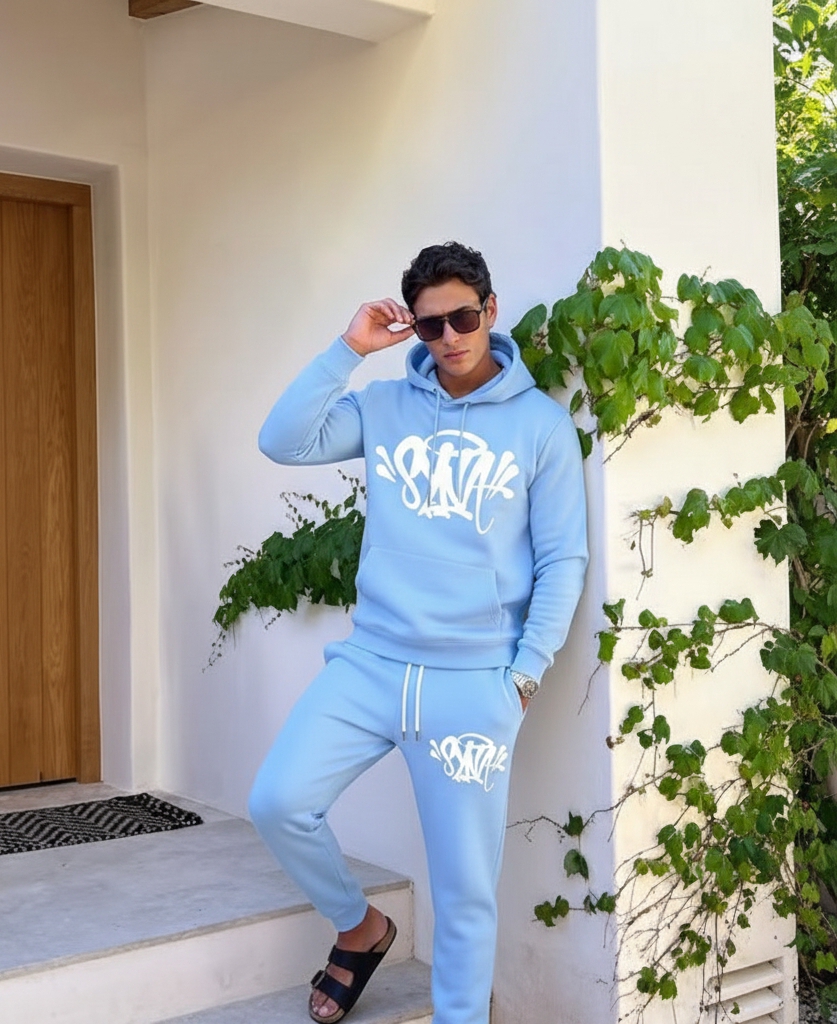 Cross border winter new Fashion Synaworl letter printing fleece-lined casual sweater suit