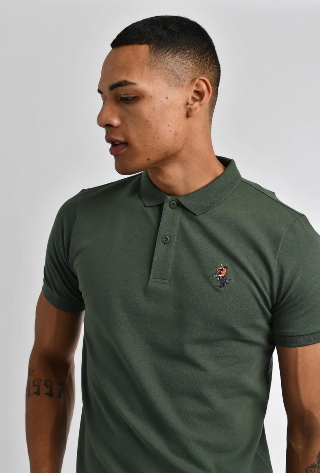 Men's Cotton Polo Shirt - 1 Pc Plain Green - Classic Collar Style
