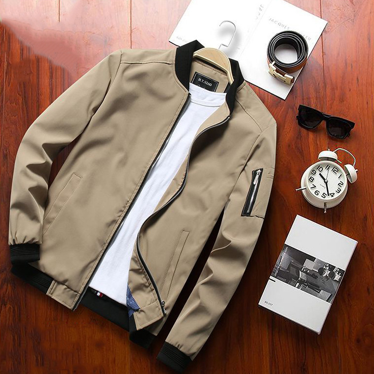  New Men's Coat Thin Slim-fit Fashion Casual Top Solid Color Jacket Coat