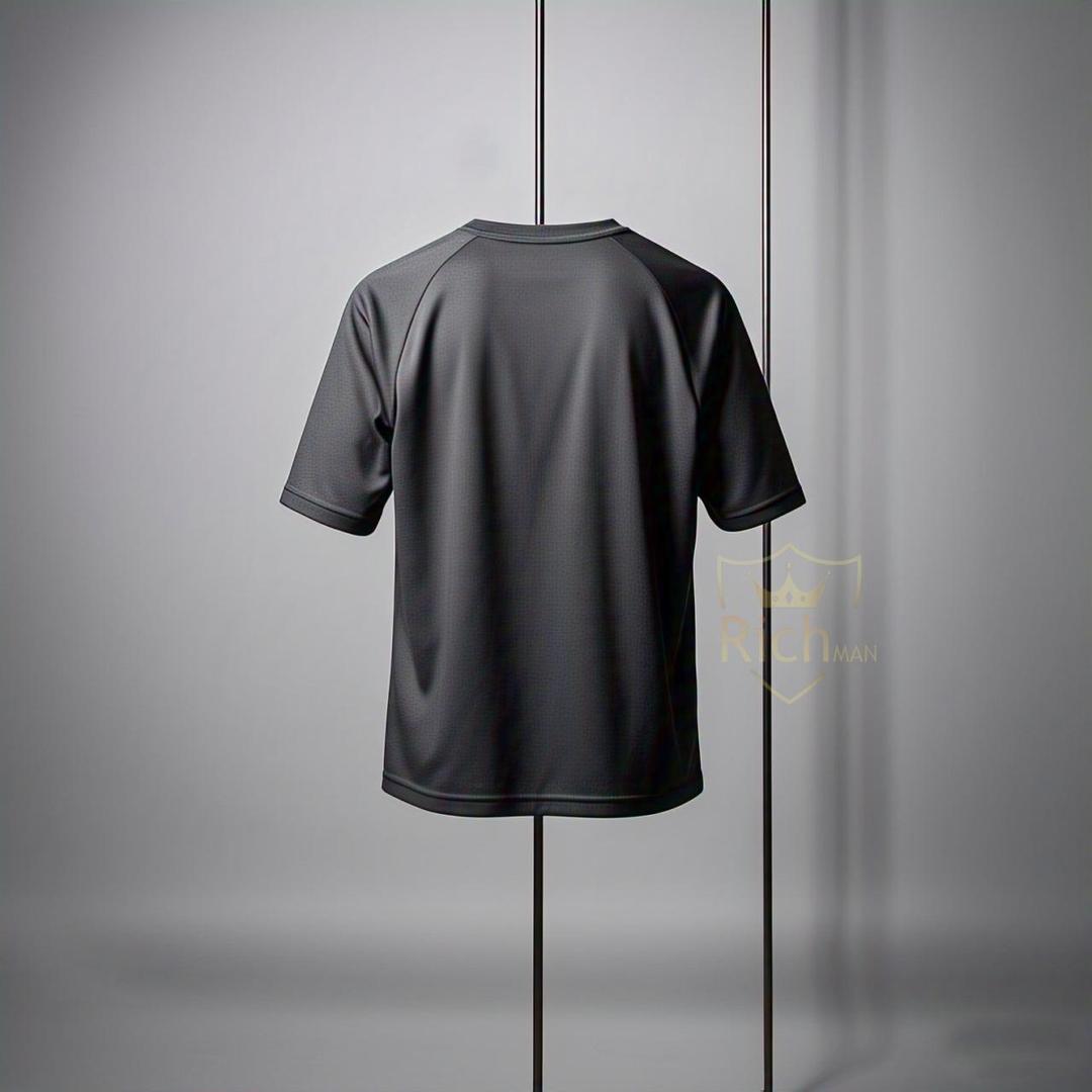 Men's Micro Interlock Track Suit - 2 Pcs Grey Set with Round Neck T-Shirt and Trouser