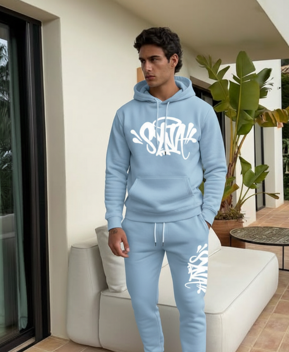 Cross border winter new Fashion Synaworl letter printing fleece-lined casual sweater suit