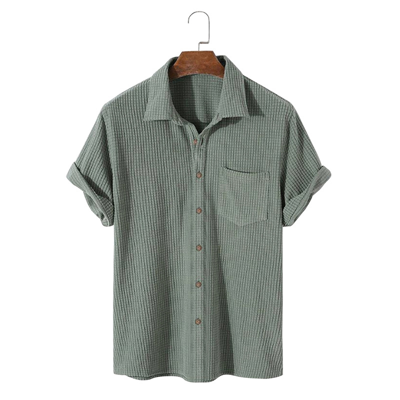 Cross-Border Shirt Men's Simple Pure Color Single-Breasted Lapel Shirt