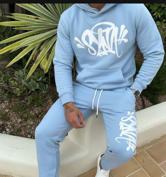 Cross border winter new Fashion Synaworl letter printing fleece-lined casual sweater suit