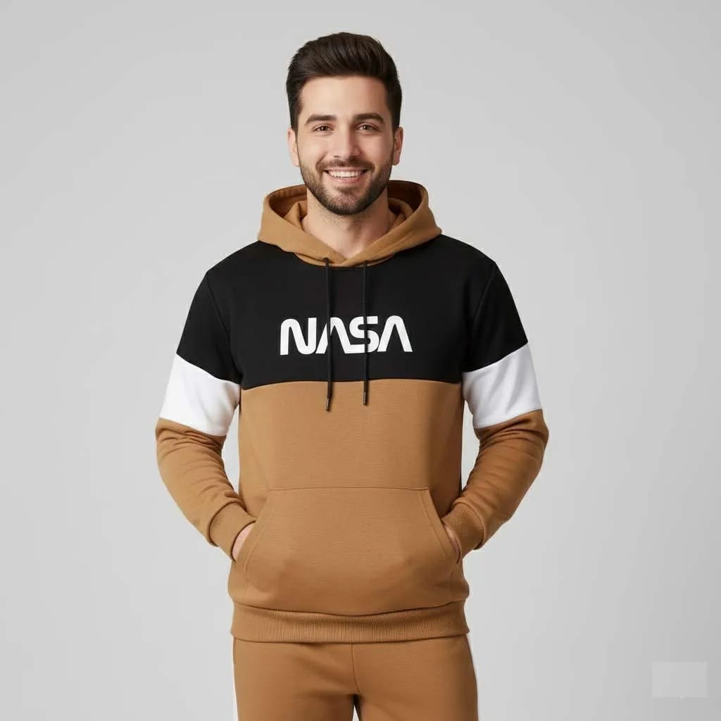 2 Pcs Men's Fleece Printed Hoodie Track Suit