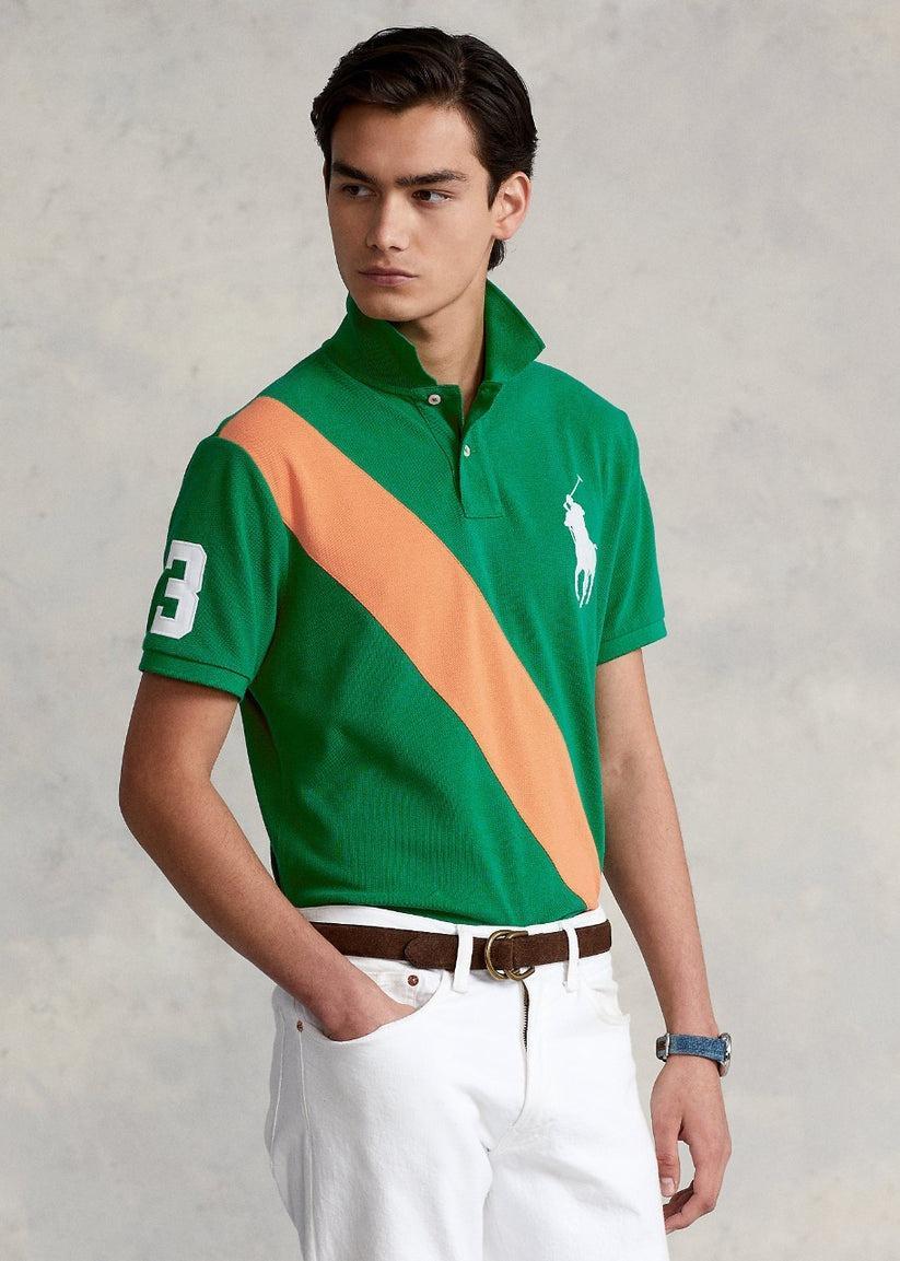 Men's Cotton Printed Polo Shirt - 1 Pc in Stylish Green & Orange