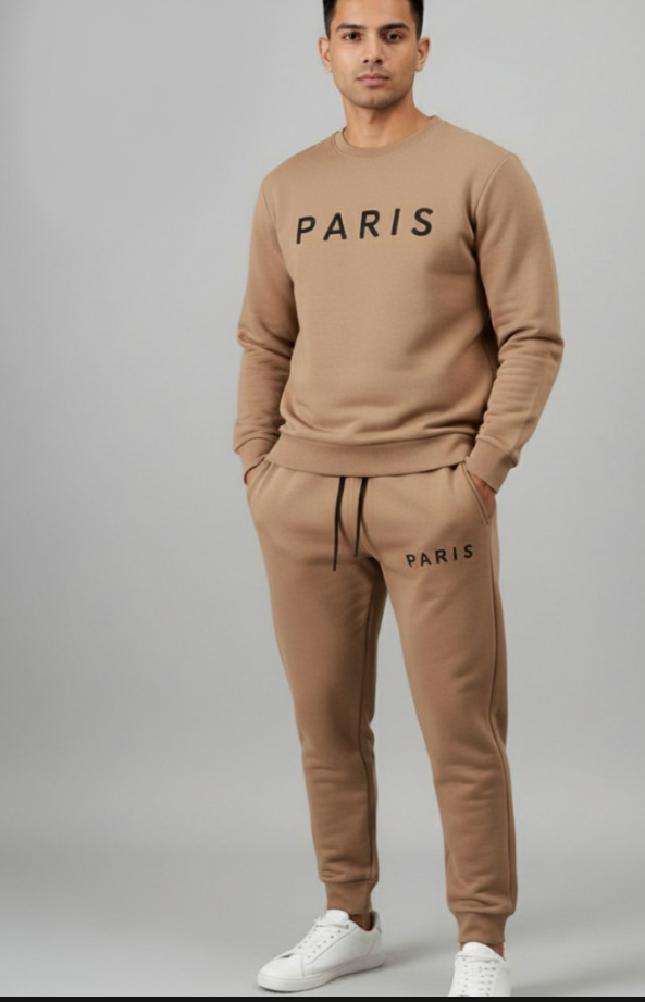 2 Pcs Men Dri Fit Printed Sweatshirt Track Suit
