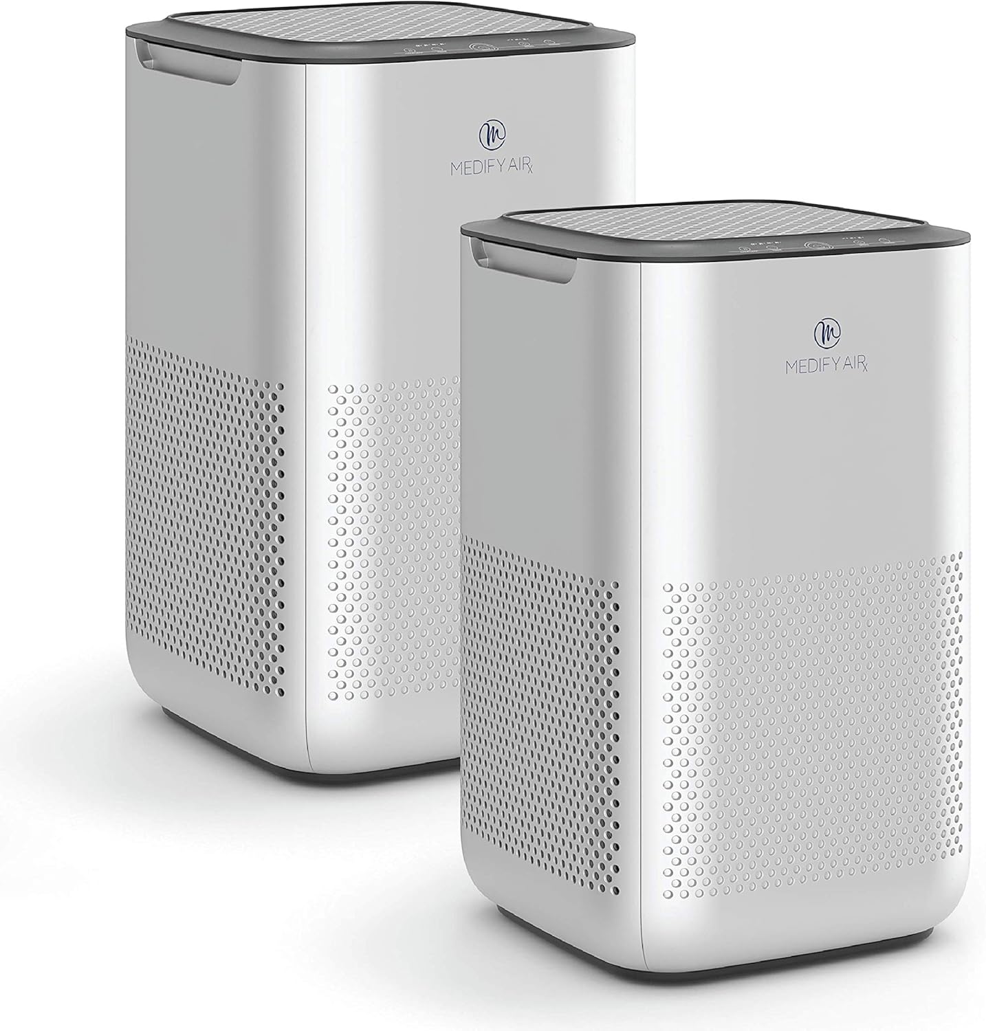 Medify MA-15 Air Purifier with True HEPA H13 Filter | 585 ft² Coverage in 1hr for Allergens, Smoke, Wildfires, Dust, Odors, Pollen, Pet Dander | Removal to 0.1 Microns | Silver, 2-Pack