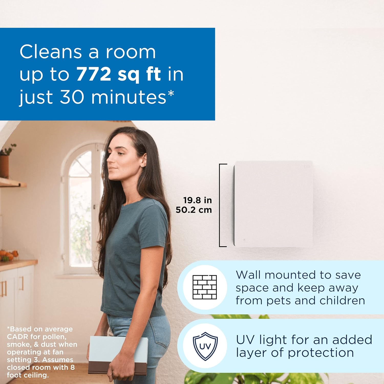 Medify MA-45 UV Light Air Purifier with True HEPA H13 Filter | 1,544 ft² Coverage in 1hr for Wildfires Smoke, Odors, Pollen, Pets | Removal to 0.1 Microns | White, 1-Pack