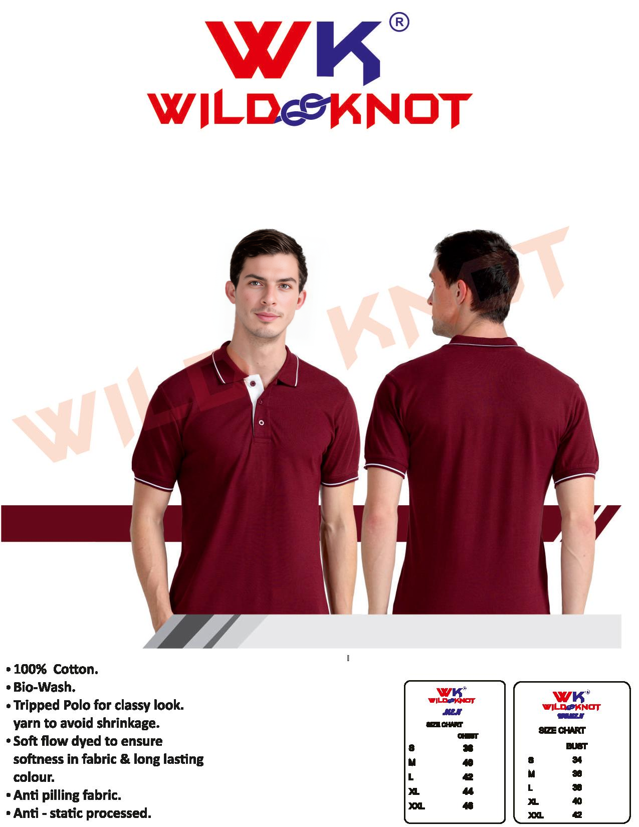 Wild & Knot Men's Maroon Polo T-Shirt