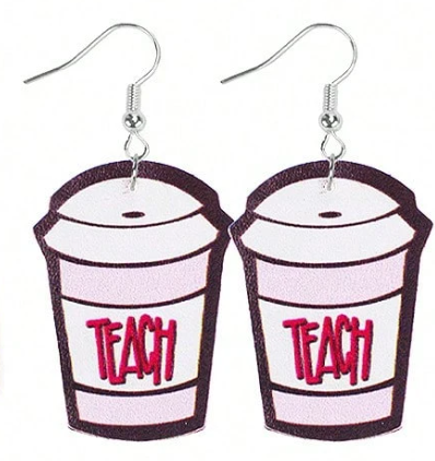 Coffee Cup 'Teach' Earrings
