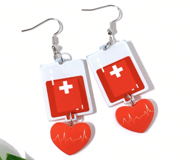 Medical Theme Heartbeat Earrings