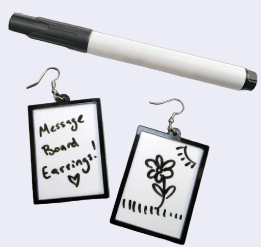 Message Board Drop Earrings (With Dry Erase Marker)