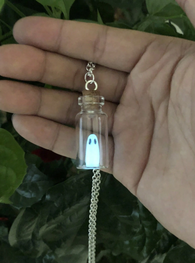 Glow-in-the-dark ghost pendant