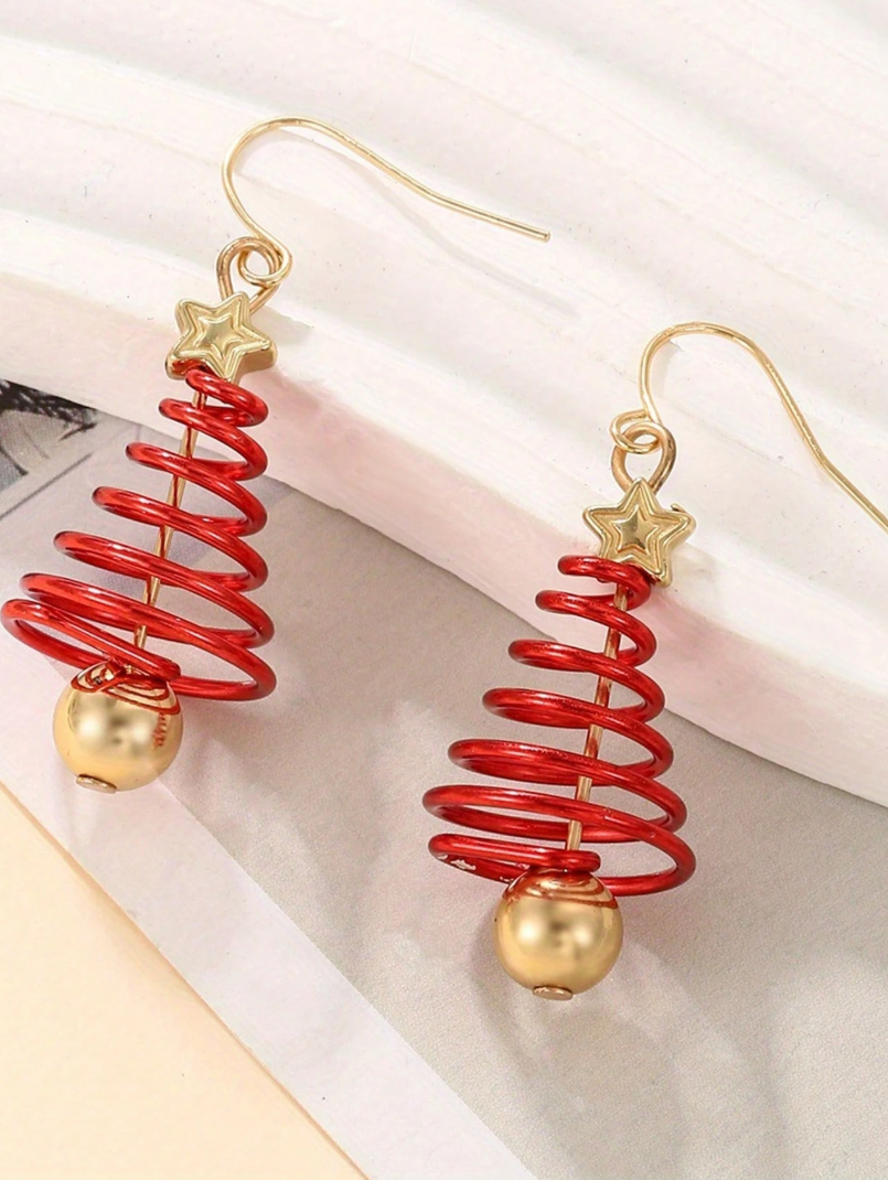 Christmas Tree Spiral Earrings