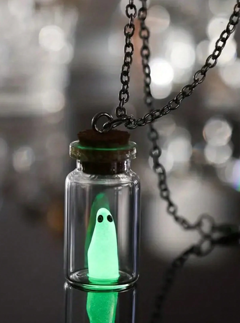 Glow-in-the-dark ghost pendant