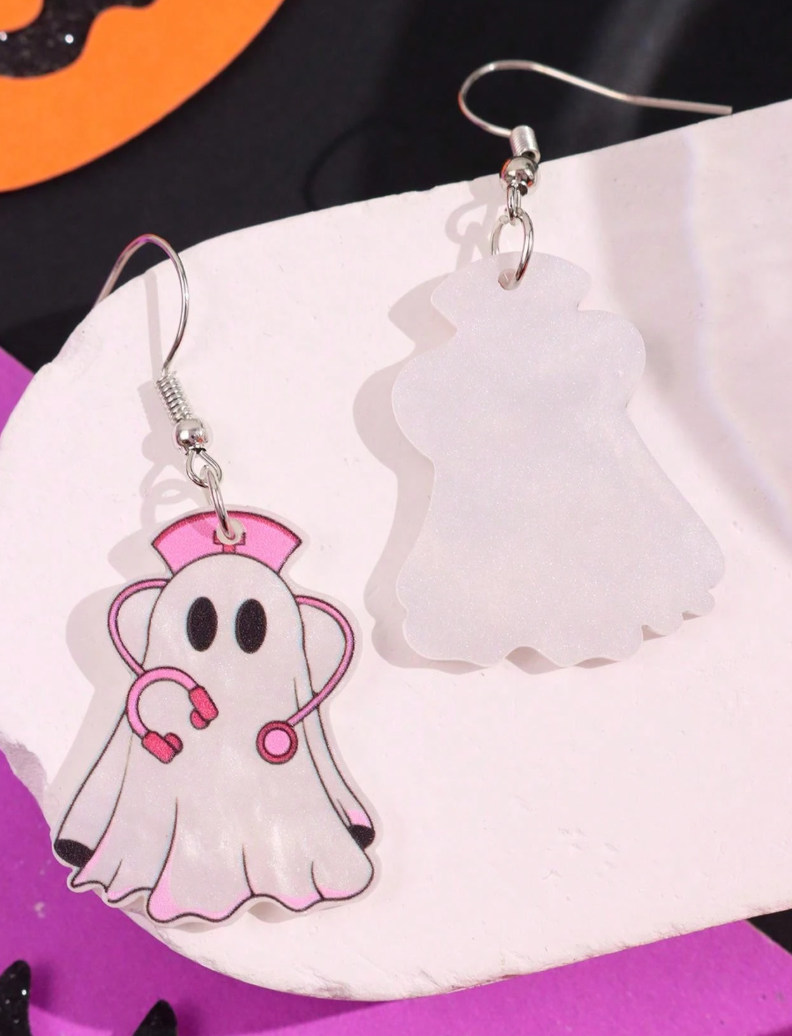 Ghost Nurse Halloween Earrings