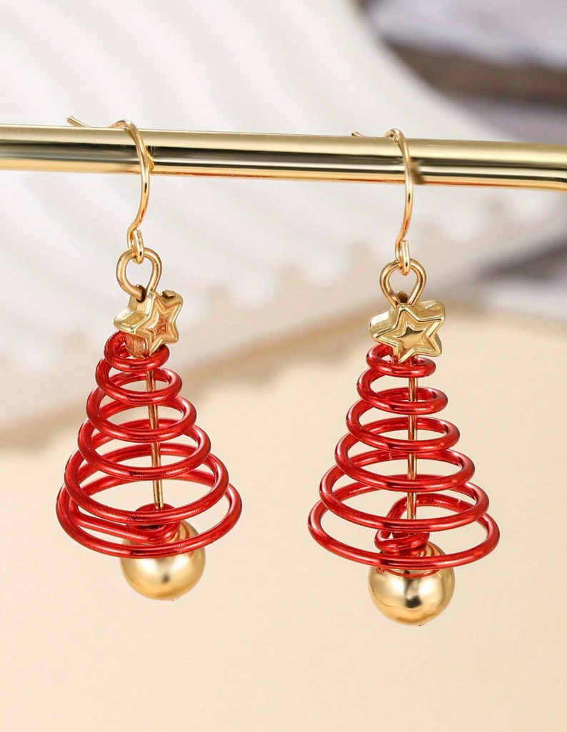 Christmas Tree Spiral Earrings
