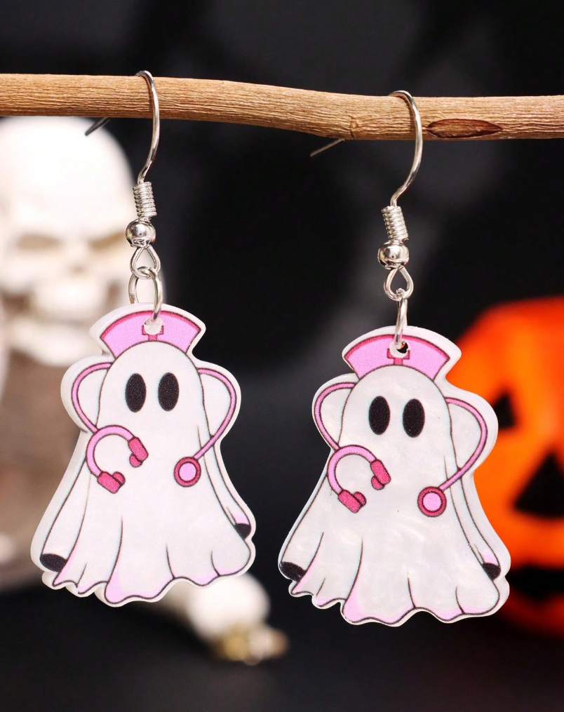 Ghost Nurse Halloween Earrings