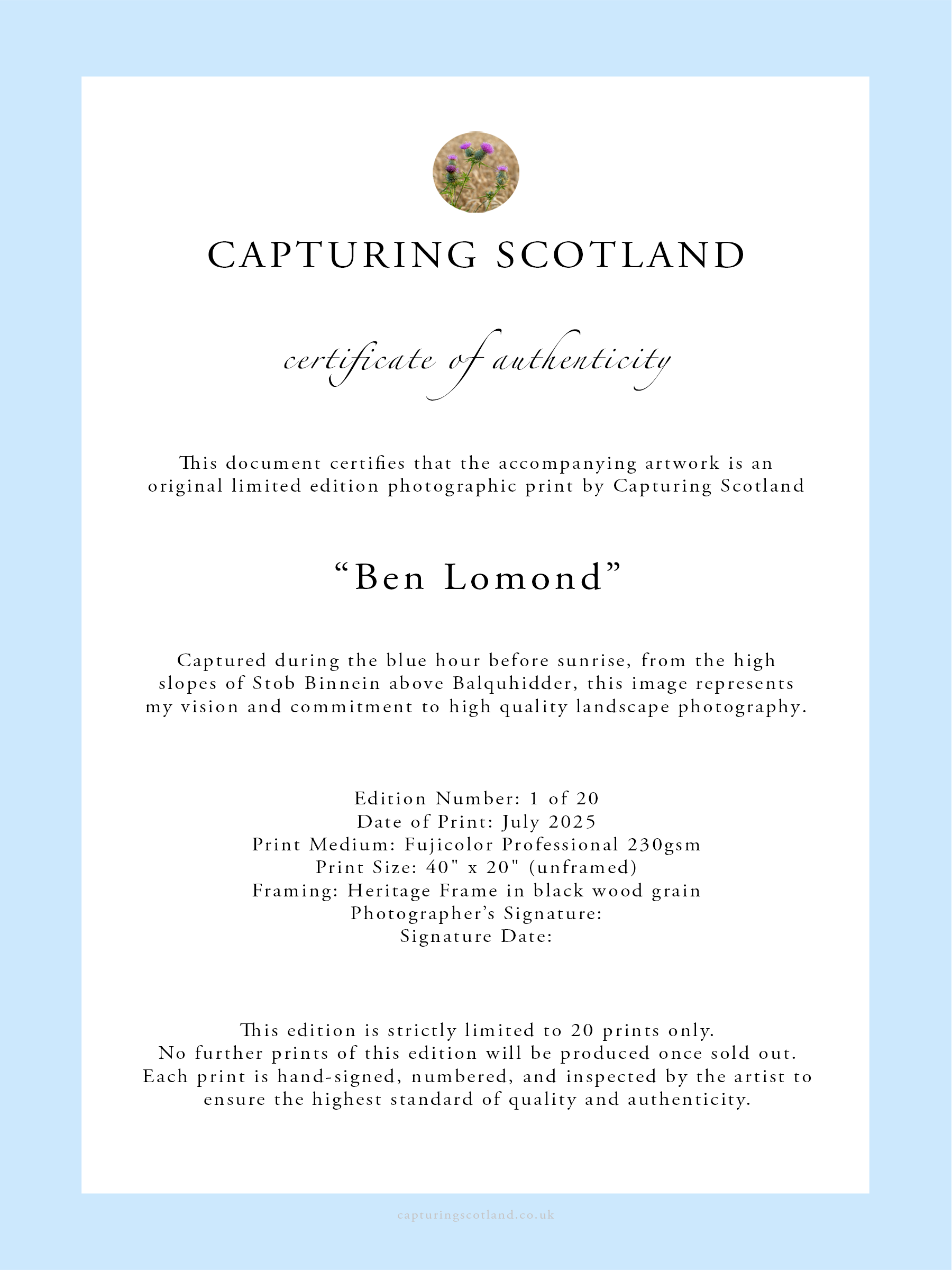 Ben Lomond - Limited Edition Framed Print