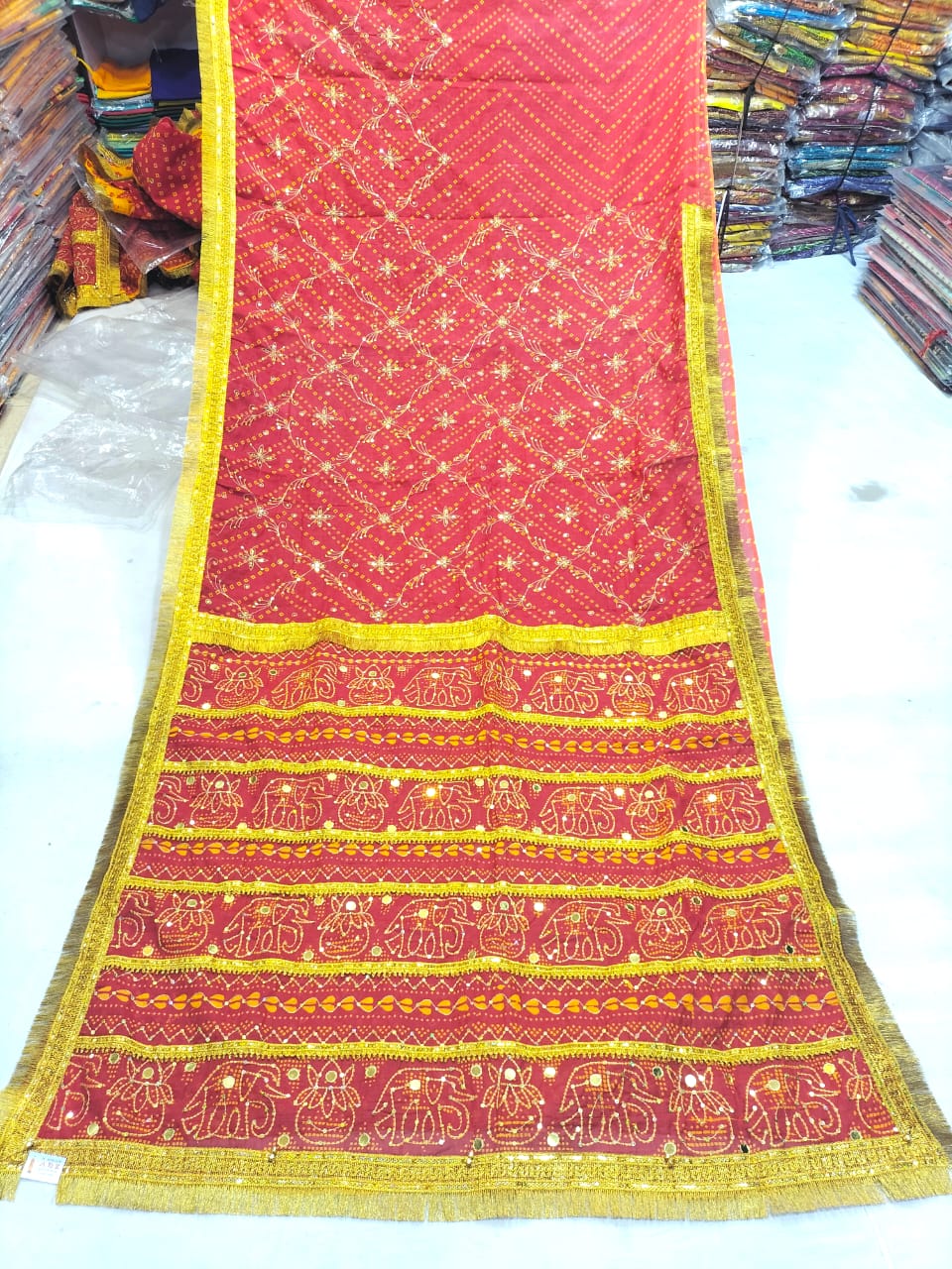 Traditional Red Bandhani Saree