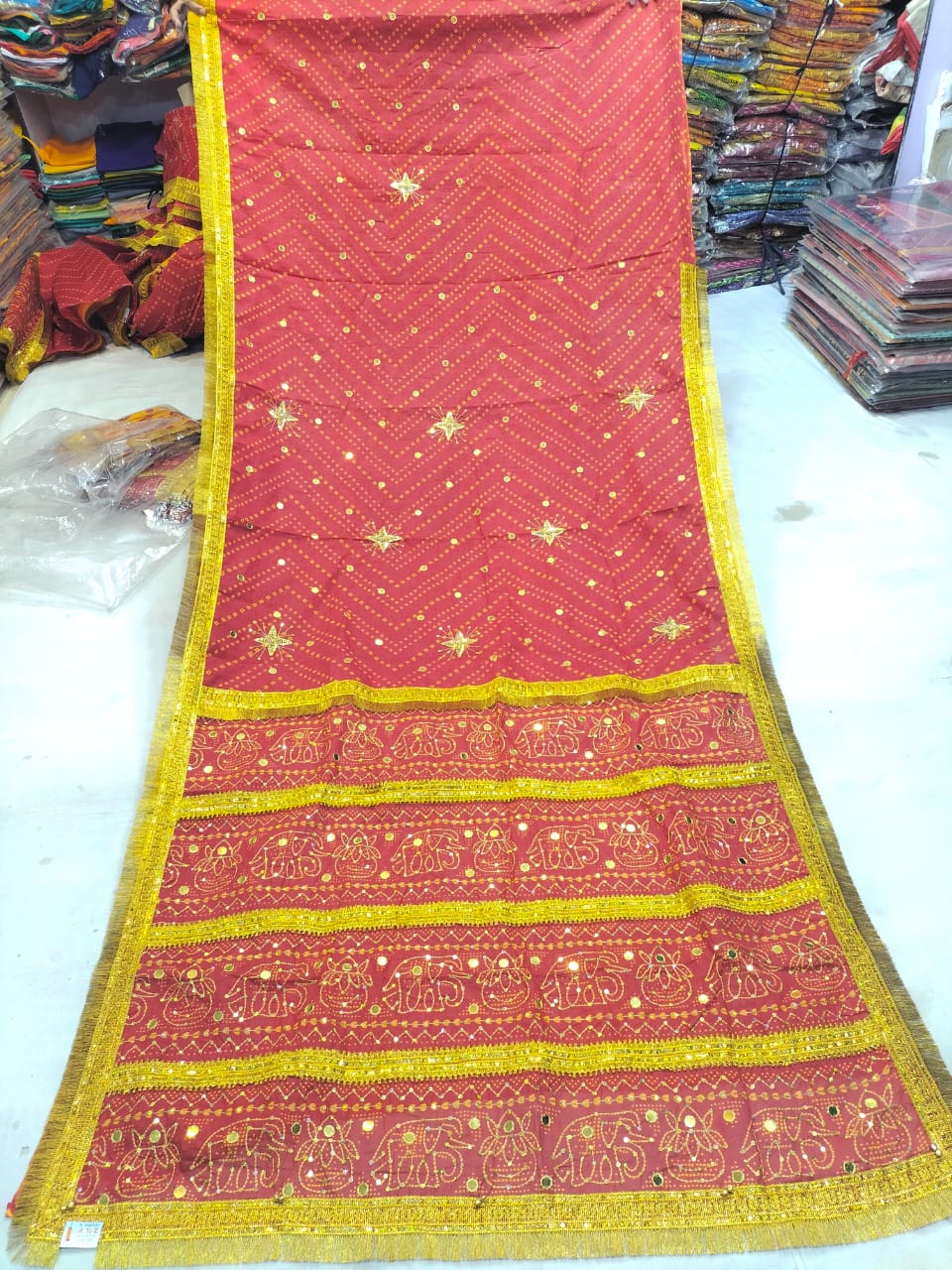 Traditional Red Embroidered Saree