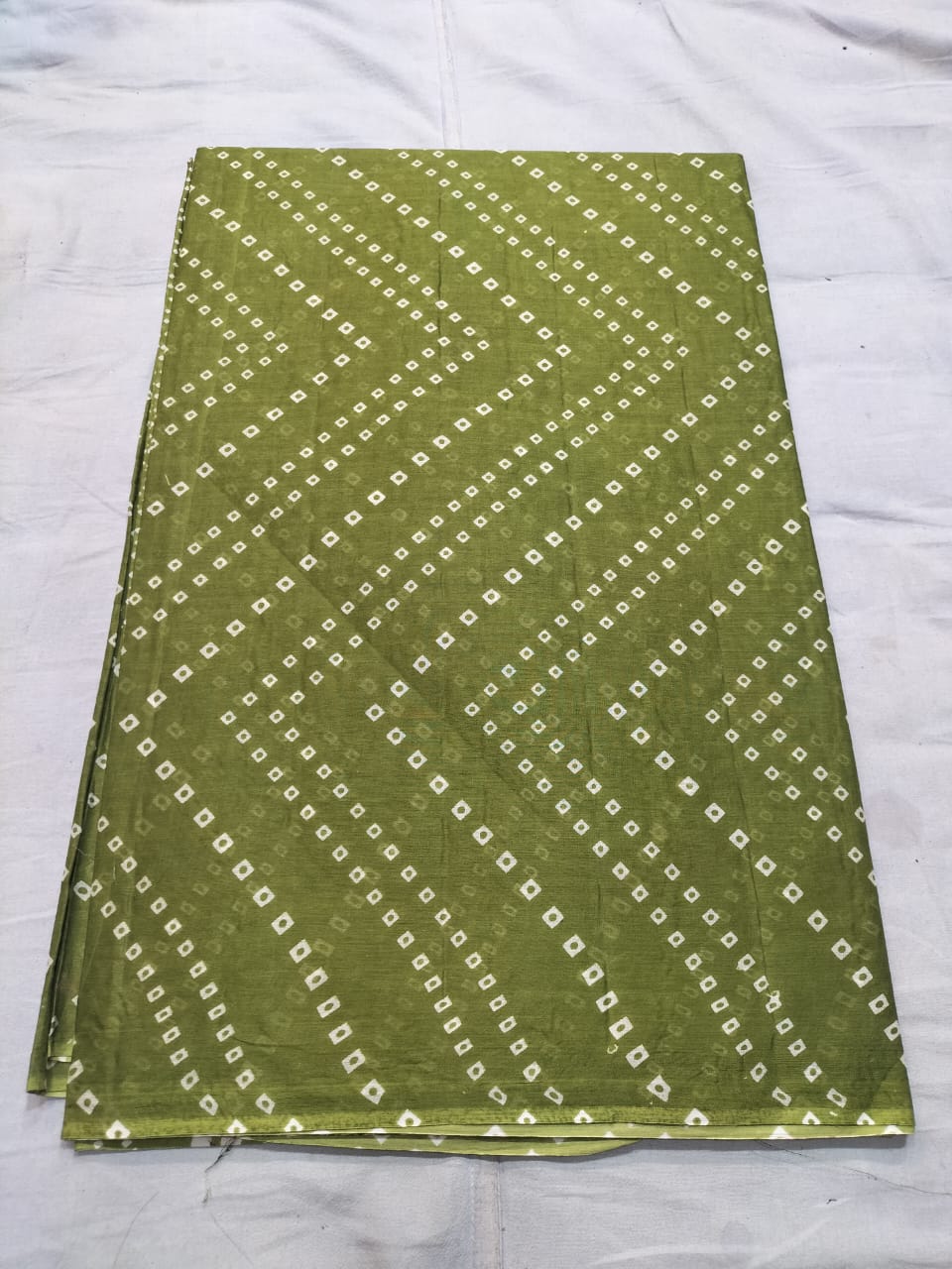Green Bandhani Fabric