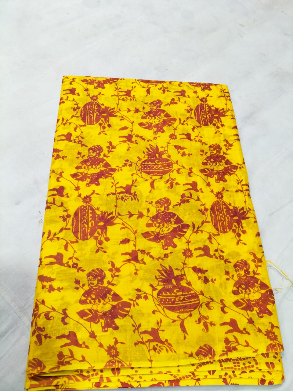 Traditional Printed Yellow Fabric