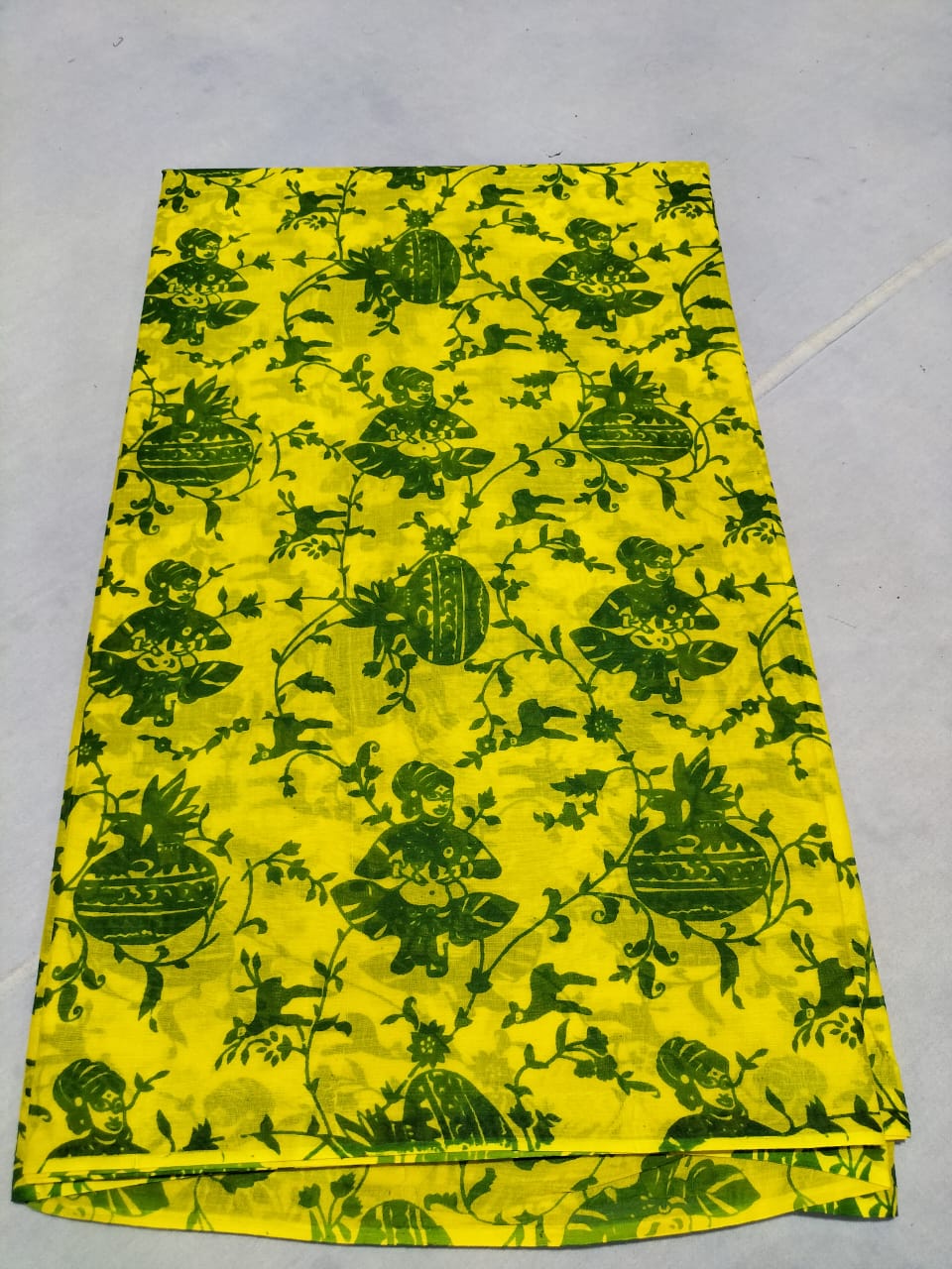 Printed Yellow Cotton Fabric