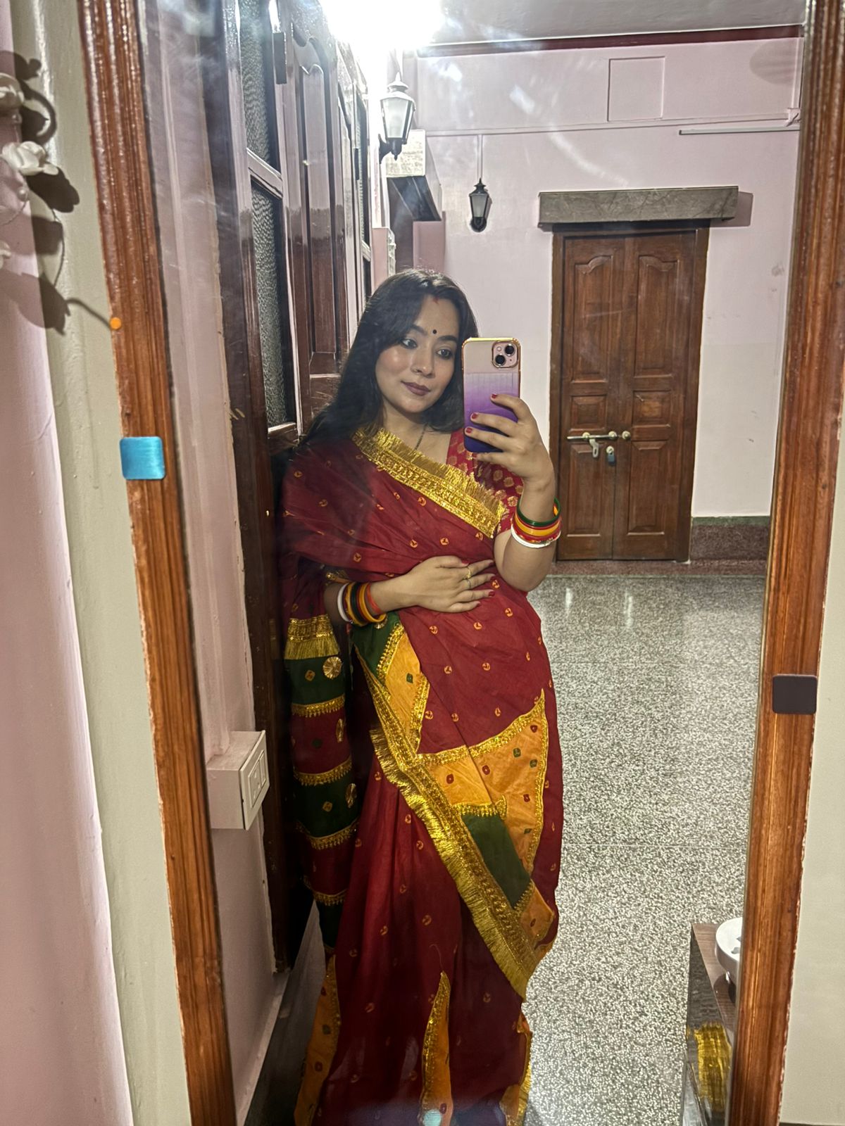 Traditional Red and Yellow Saree