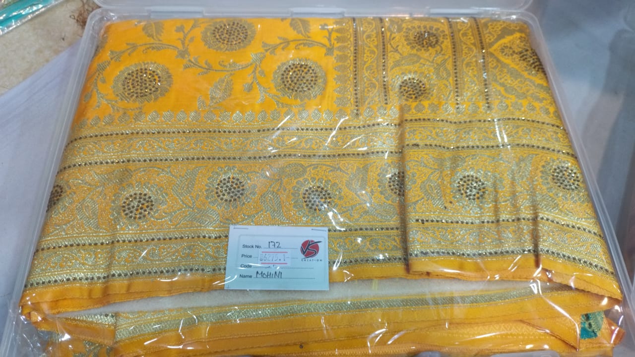 Yellow Banarasi Silk Saree