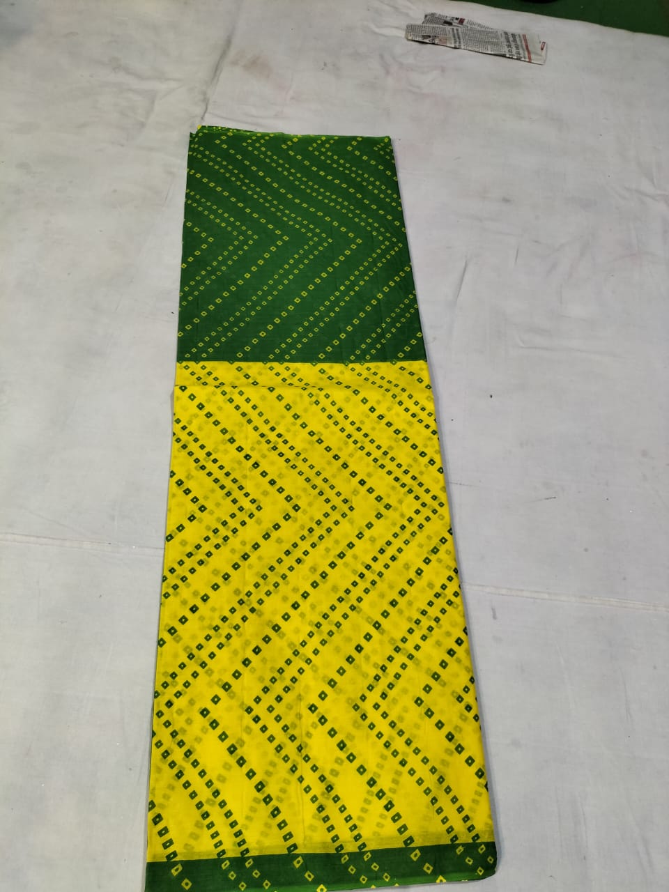 Green and Yellow Printed saree