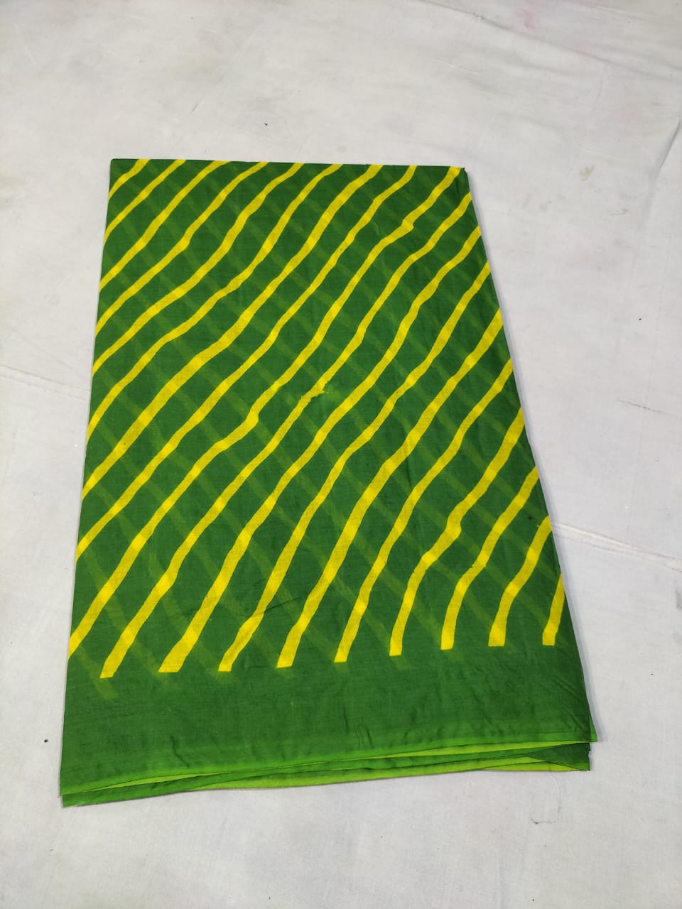 Green and Yellow Printed saree