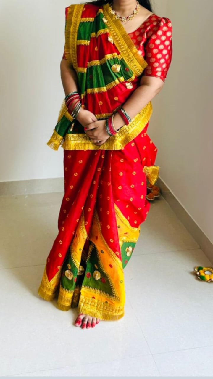 Traditional Embroidered Red saree