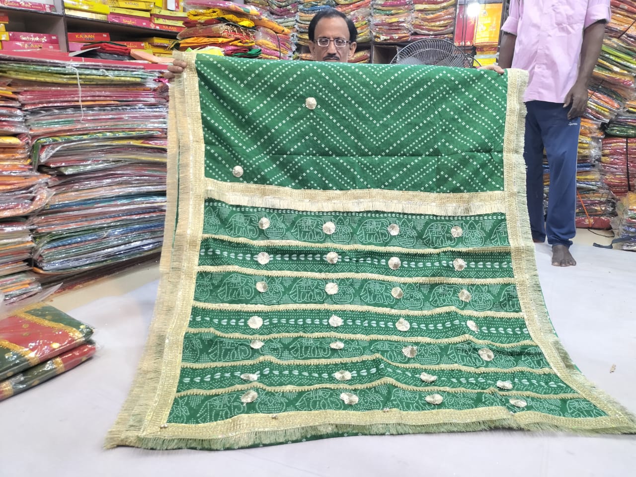 Green Lehariya Traditional Saree