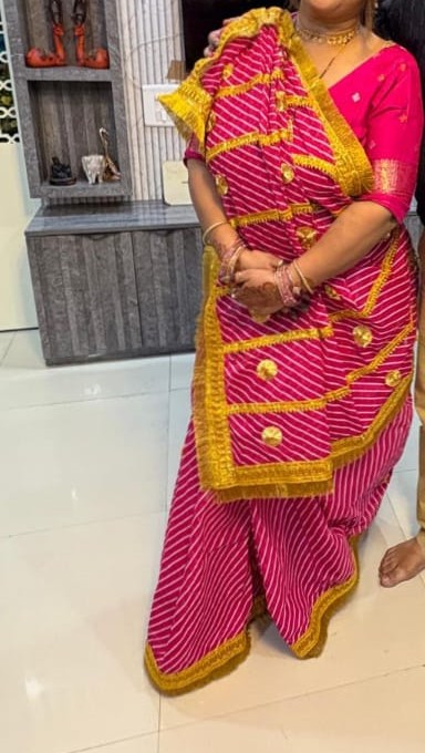 Pink Lehariya Traditional Saree