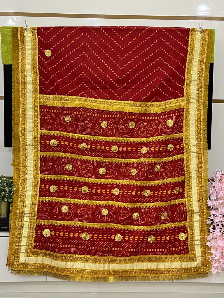 Traditional Red and Gold Embroidered Saree