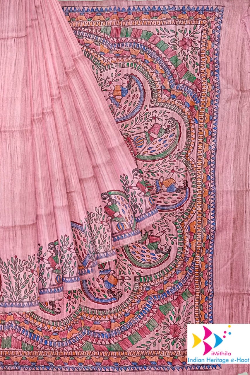Madhubani Hand-Painted Saree