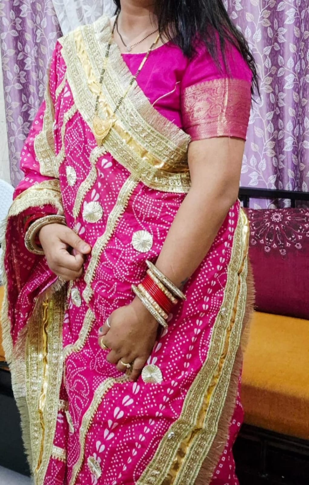 Traditional Pink Bandhani Saree