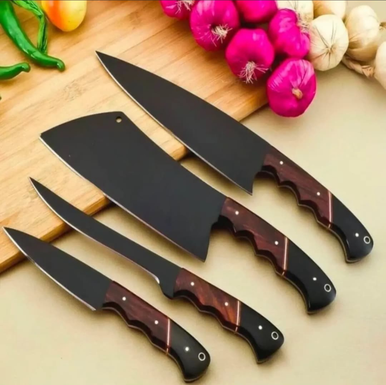 Professional Chef Knife Set OF 5 With Leather Roll kit