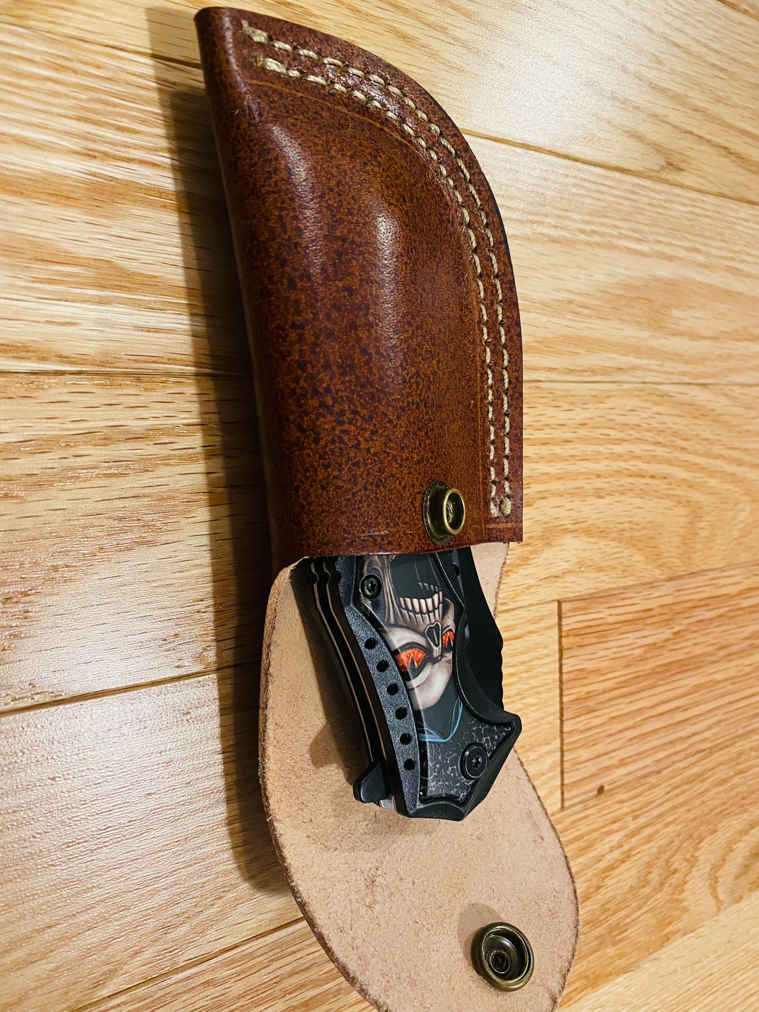 Folding Pocket Knife with Skull Design