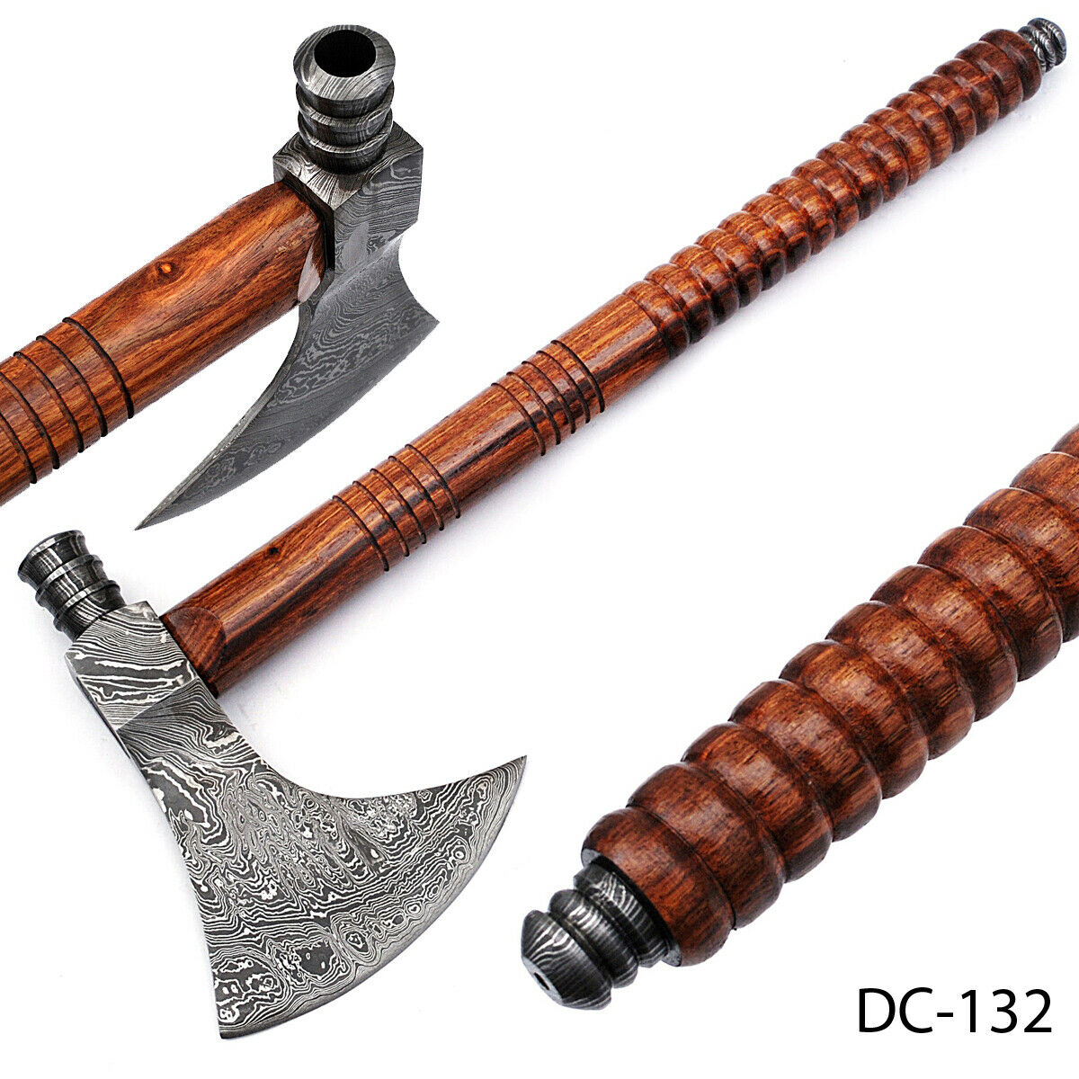 Handmade Damascus steel Functional Pipe Wood handle, Bushcraft axe, Tomahawk axe, Gift for him, father day gift, anniversary gifts