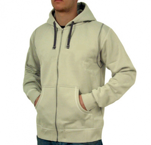 Beige Zip-up Outerwear Hoodie