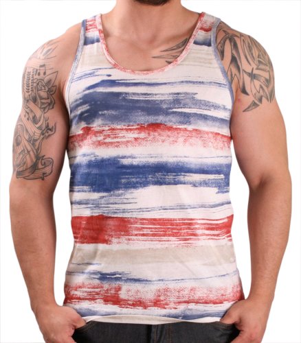 Men's Red, White, and Blue Painted Tank Top