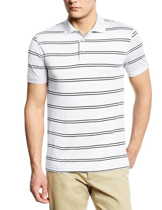 Men's White Striped Polo Shirt