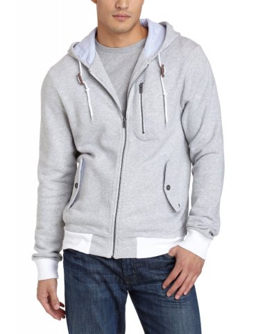 Gray Hooded Zip-Up Sweatshirt