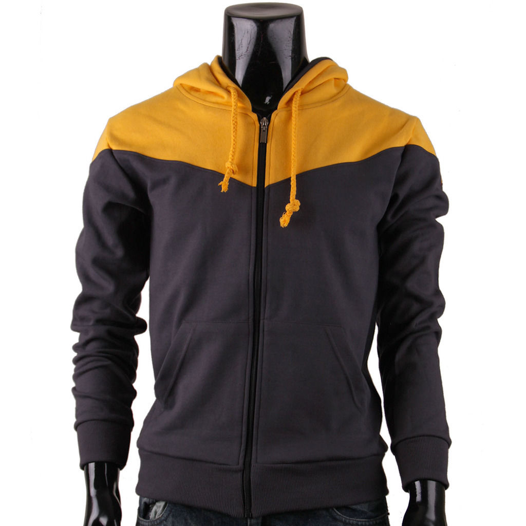 Two-tone Zip-up Black And Yellow Hoodie