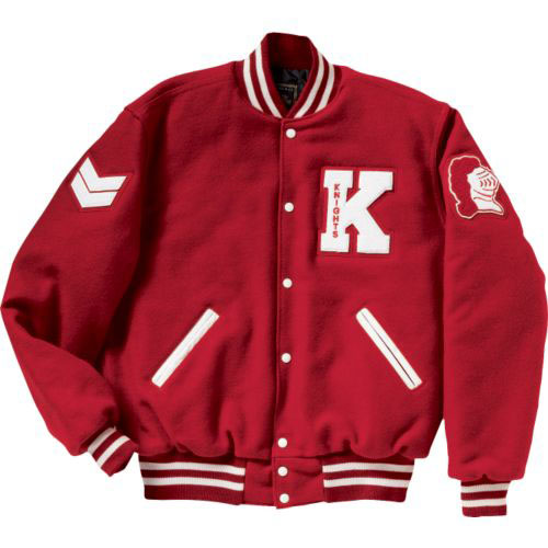 Classic 'k' Knights High School Red Varsity Letterman Jacket