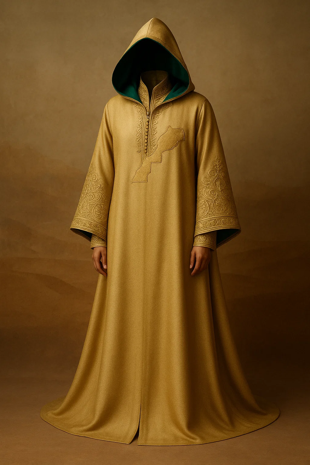 Golden Hooded Cloak DJELLABA