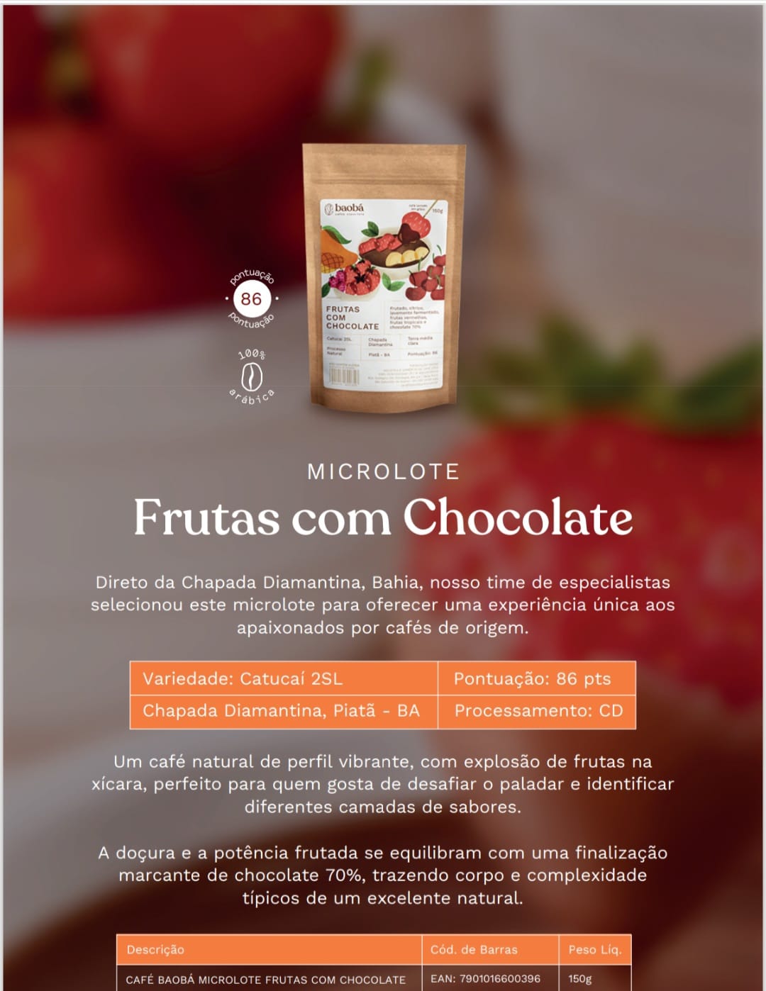 Café Baobá - Microlote de Frutas com Chocolate